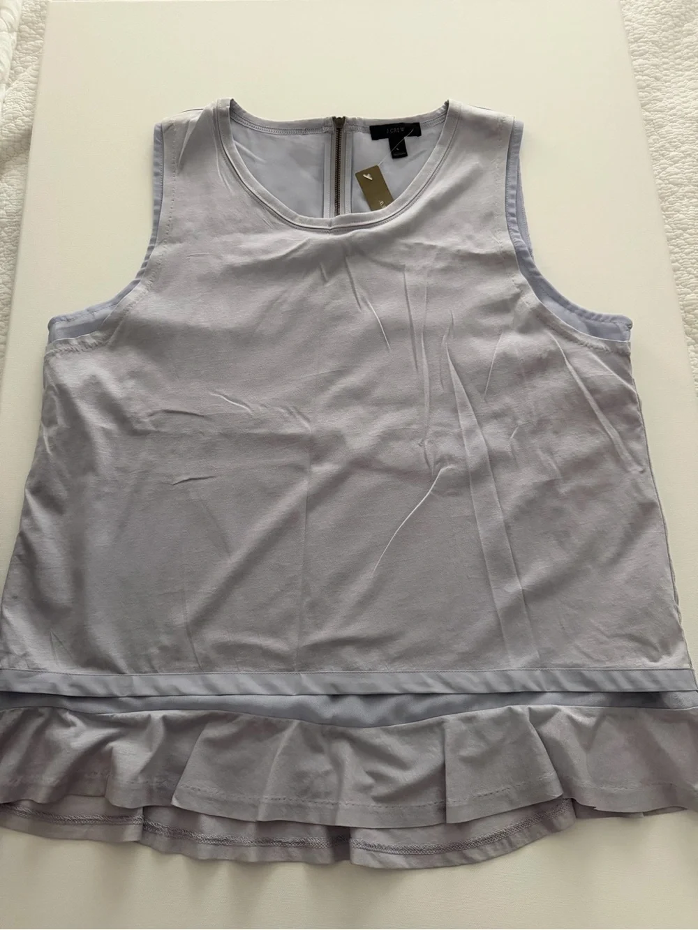 J. Crew Light Lavender Ruffle-Hem Sleeveless Tank - Picture 1 of 4